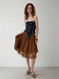 2AM POETRY [NATTY's Style] Fun Polka-Dot Tie-Front Ruched Bandeau Top