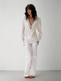 2AM POETRY Relaxed-Fit, Slightly Loose, Mid-Rise, Slightly Flared Straight-Leg Casual Pants