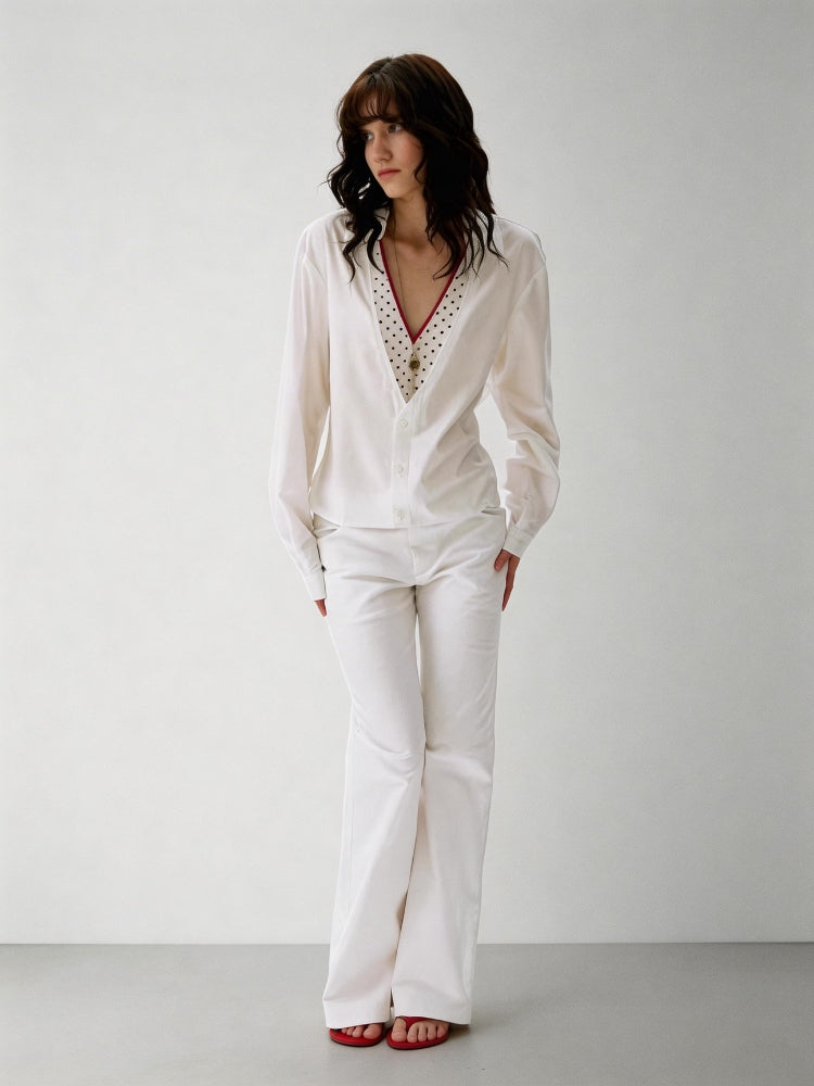 2AM POETRY Relaxed-Fit, Slightly Loose, Mid-Rise, Slightly Flared Straight-Leg Casual Pants