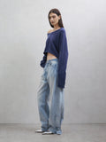 MEDIUM WELL One-Shoulder Cropped Sweatshirt