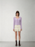 SHROENRO Polka Dot Hand-Knit Floral Casual Versatile Cardigan for Women