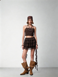 SHROENRO Layered Ribbon-Style Skirt: A-Line Chiffon Tiered Mini Skirt with a Flowy, Ethereal Look