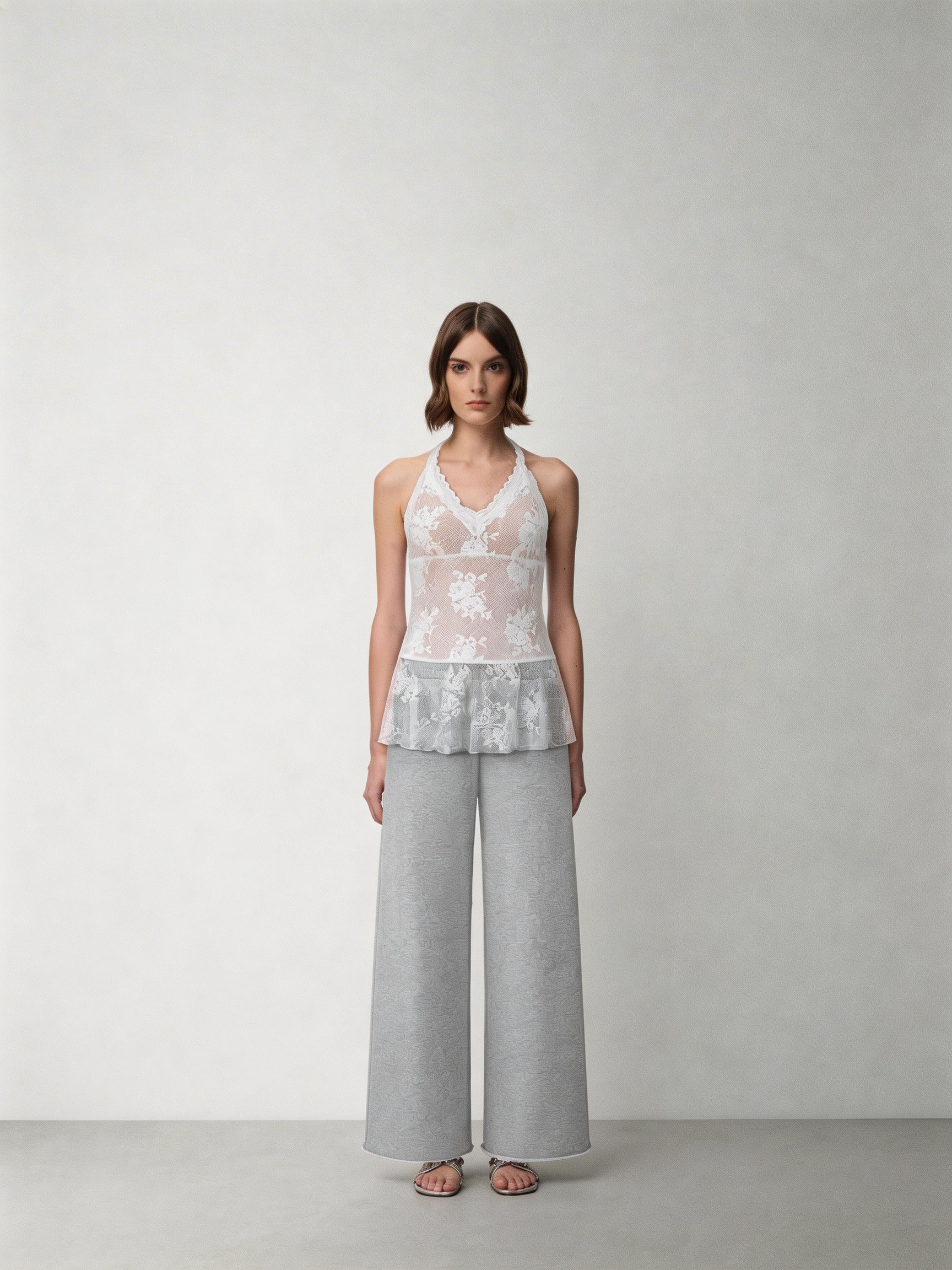 SHROENRO New Arrival: Relaxed-Fit Elegant Halter Neck V-Neck Lace Tank Top for Women