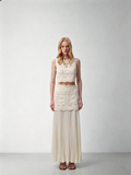 SHROENRO French-inspired Sweet Style Exquisite Openwork Lace Fitted Sleeveless Tank Top