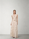 SHROENRO Collection: Fashionable V-neck Floral Print Top and Skirt Set, Just Like Bai Bingke's
