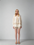 SHROENRO Heavy Industry Openwork Lace Patchwork Loose-Fit Shirt and Shorts Fashion Set