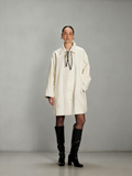 Dpercent Eco-Friendly White Faux Leather Trench Coat with Lapels