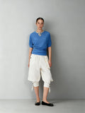 Dpercent Asymmetrical-Pocket, Textured Silk-Like, 7/8-Length, Wide-Leg, Relaxed-Fit, Stretch-Waist, Balloon Pants