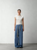 OZA GLOBAL FASHION DESIGNER BRAND 100% Linen, Yeast-Washed Textured Pleated Loose-Fit Wide-Leg Casual Trousers