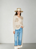 Patchwork Denim High-Waisted Straight-Leg Long Pants for Women by Boxi