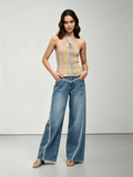 Sunset and Evening Breeze Cross-Over Neckline Knit Tank Top