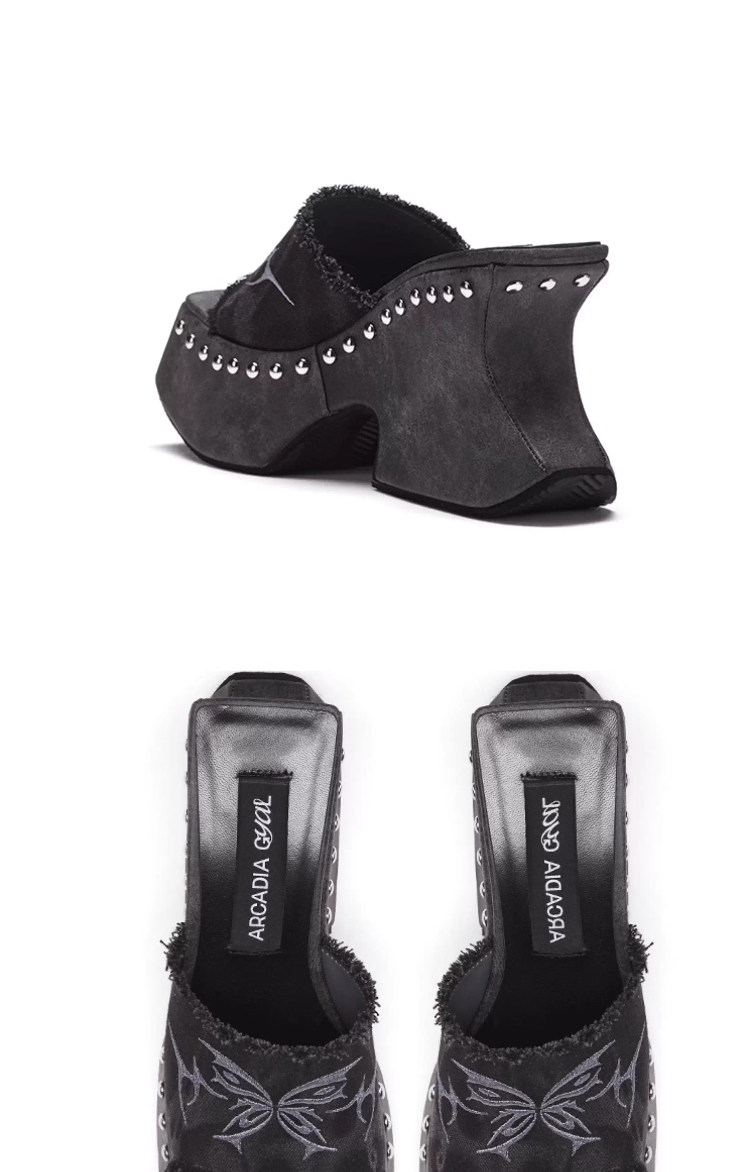 Original Design XG-Style Raw Edge Butterfly Platform Flip-Flops Y2K Lifted Sandals