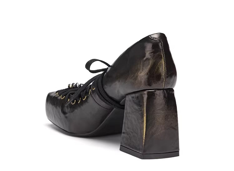 Designer Block Heel Square Toe High Heels Vintage High Heels