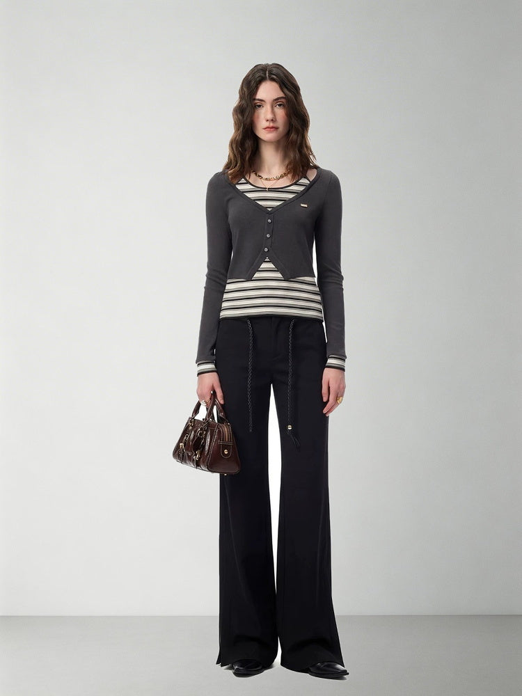 SHROENRO Striped Halter-Neck Layered Knit Top — natural studio lead image