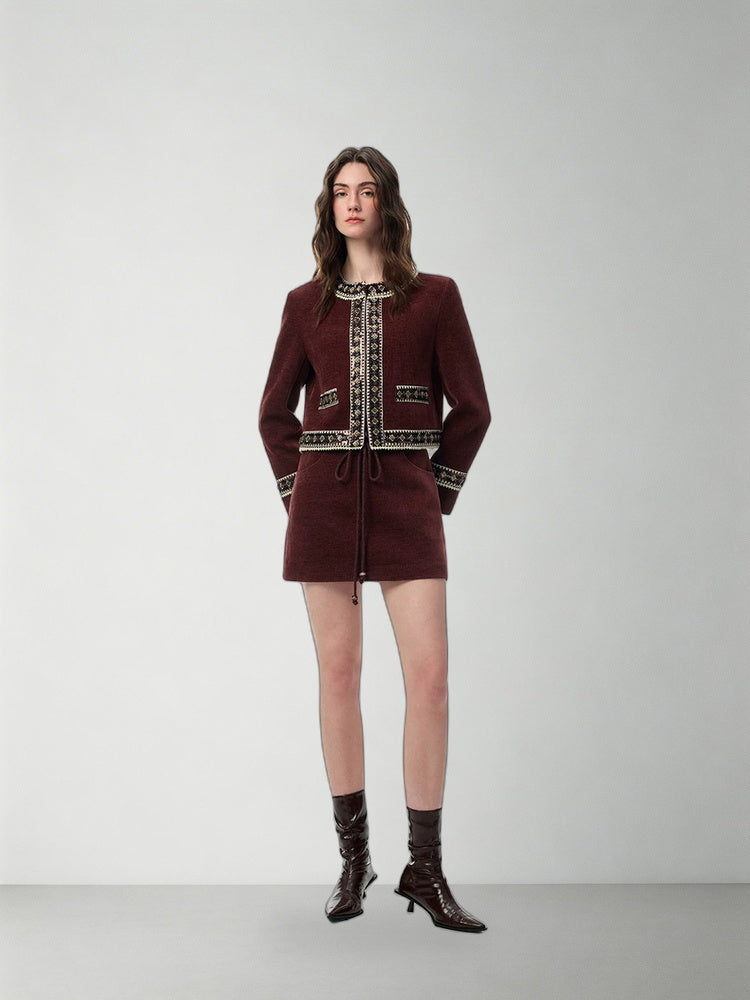 SHROENRO Embellished Trim Cropped Jacket — natural studio lead image