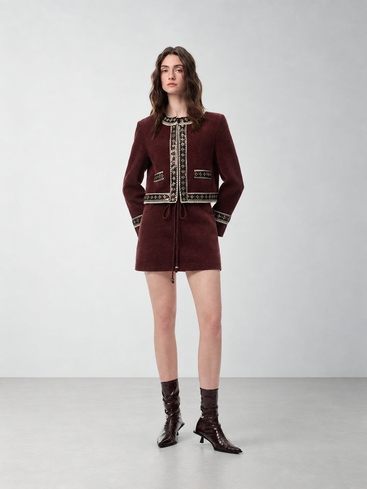 SHROENRO Embellished Trim Cropped Jacket — natural studio lead image