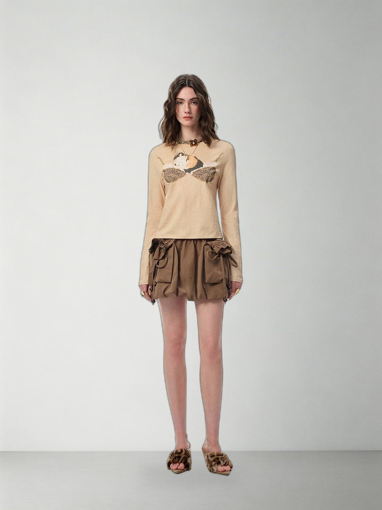 SHROENRO Cargo Bubble Mini Skirt — natural studio lead image