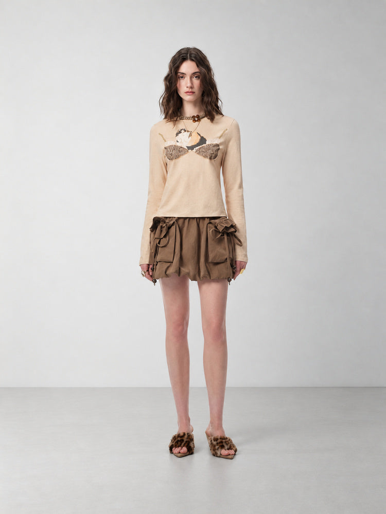 SHROENRO Cargo Bubble Mini Skirt — natural studio lead image