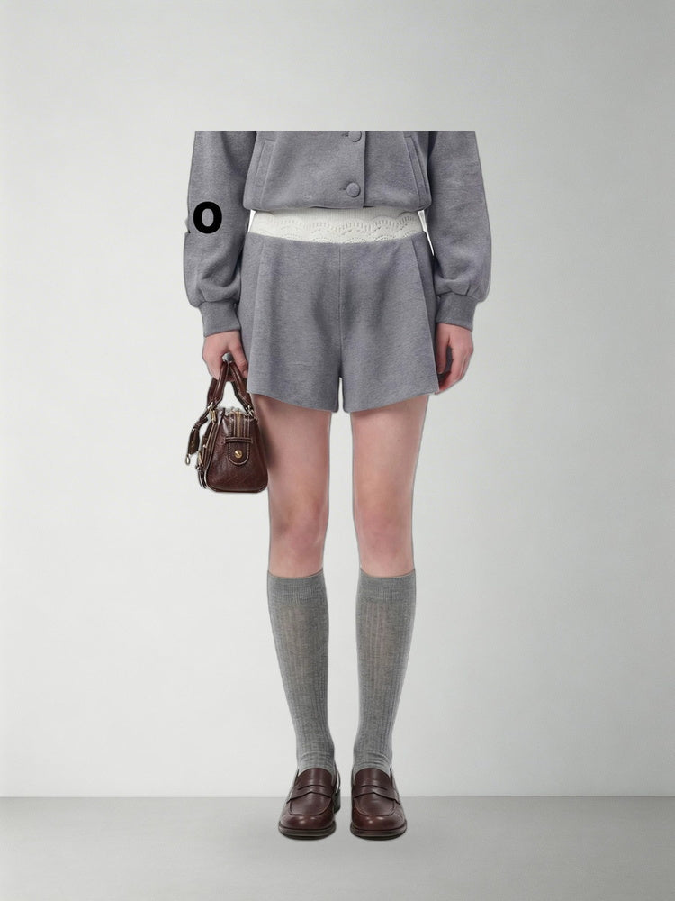 SHROENRO Double-Layer Ruffle Shorts — natural studio lead image