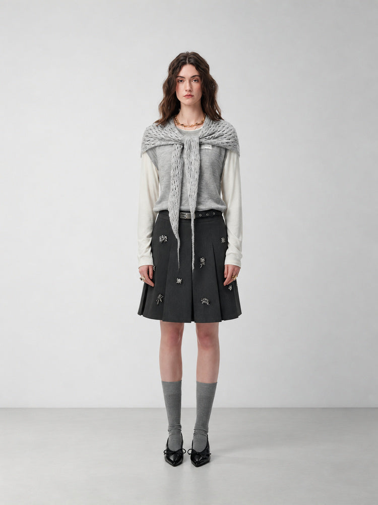 SHROENRO Layered Knit Three-Piece Set — natural studio lead image