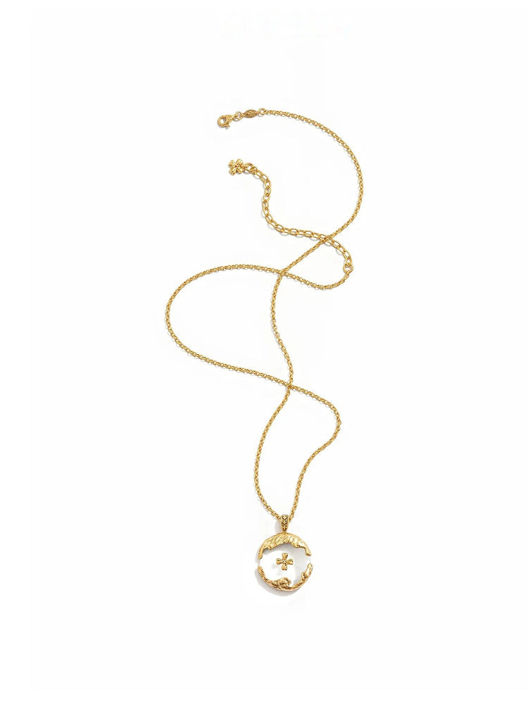 TOKOKKINO Cross Garden Glass Pendant Necklace