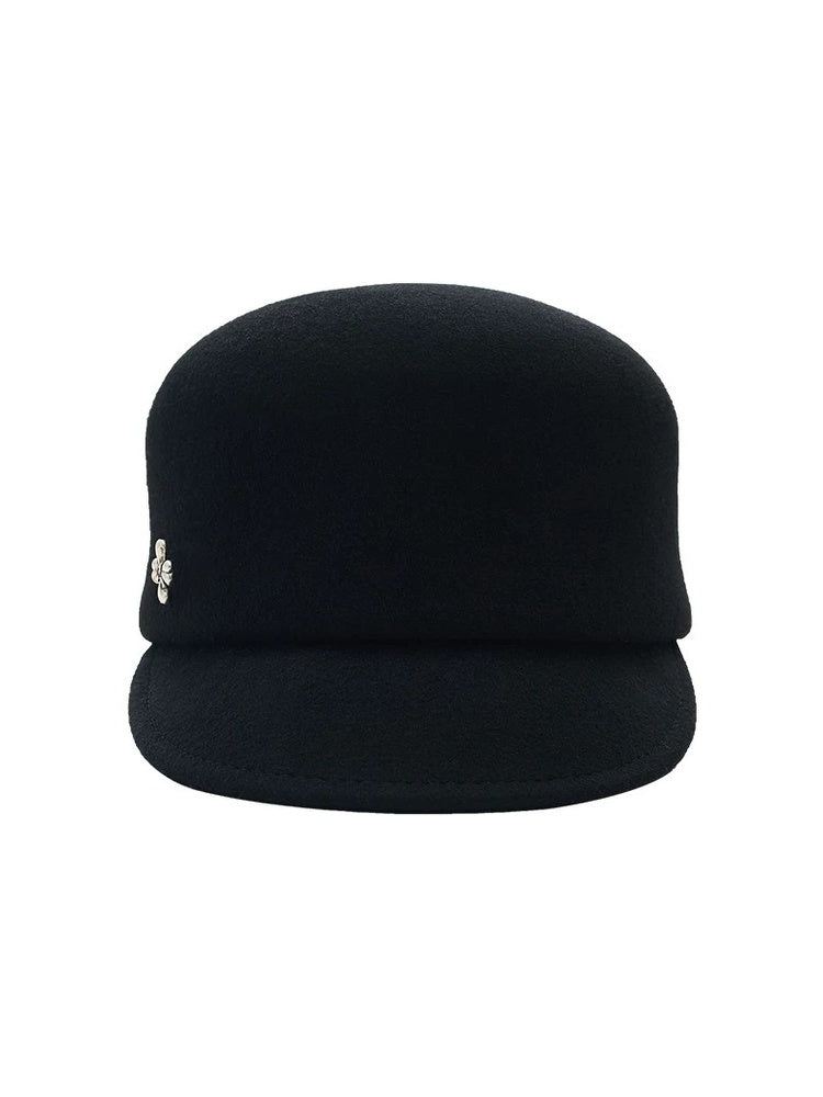 TOKOKKINO Black Wool Brim Cap