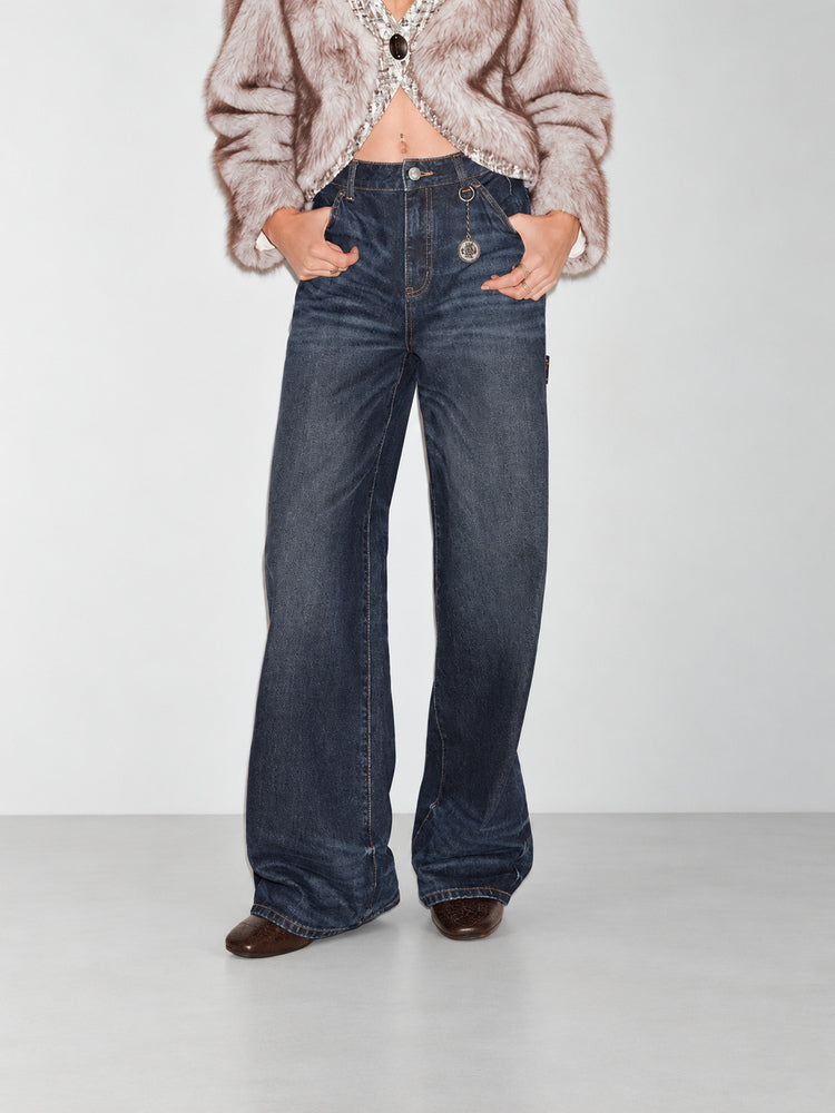 TOKOKKINO Old Days Dark Wash Straight-Leg Jeans