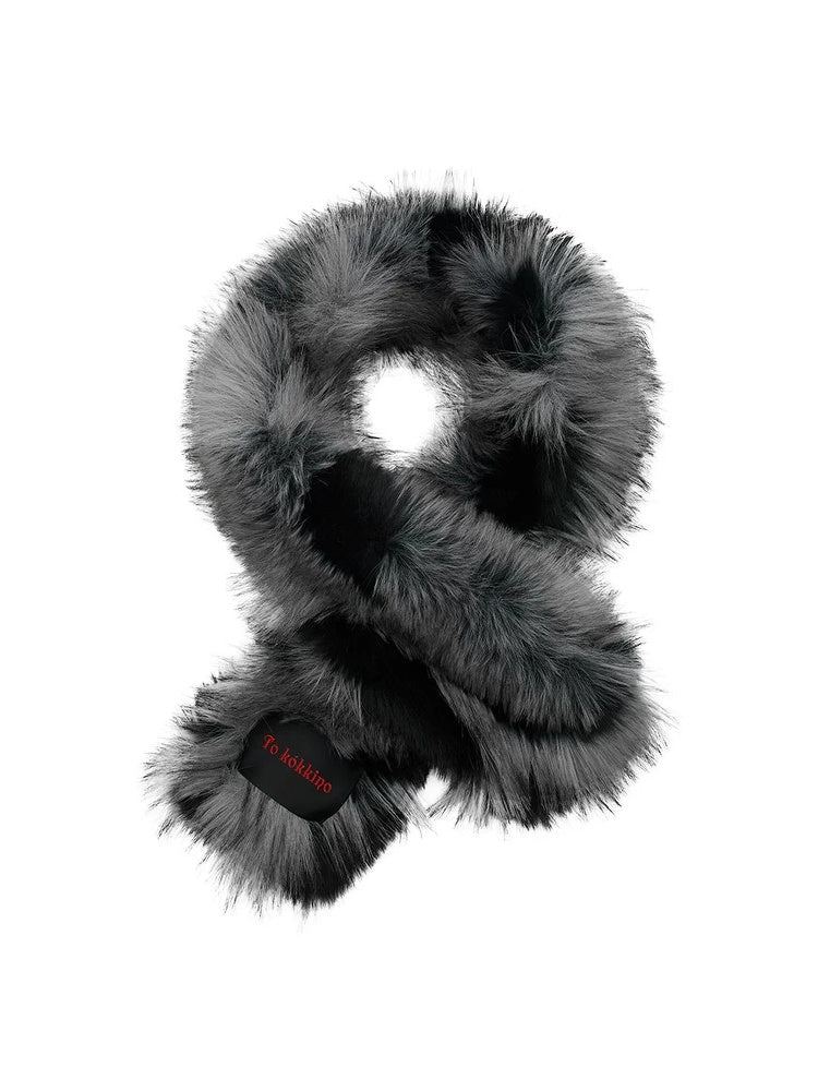 TOKOKKINO Smoky Fire Faux-Fur Cross Scarf
