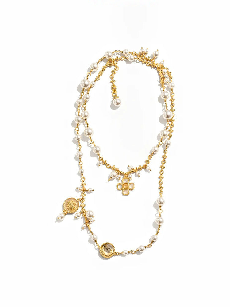 TOKOKKINO Moonlight Double-Layer Pearl-Effect Charm Necklace