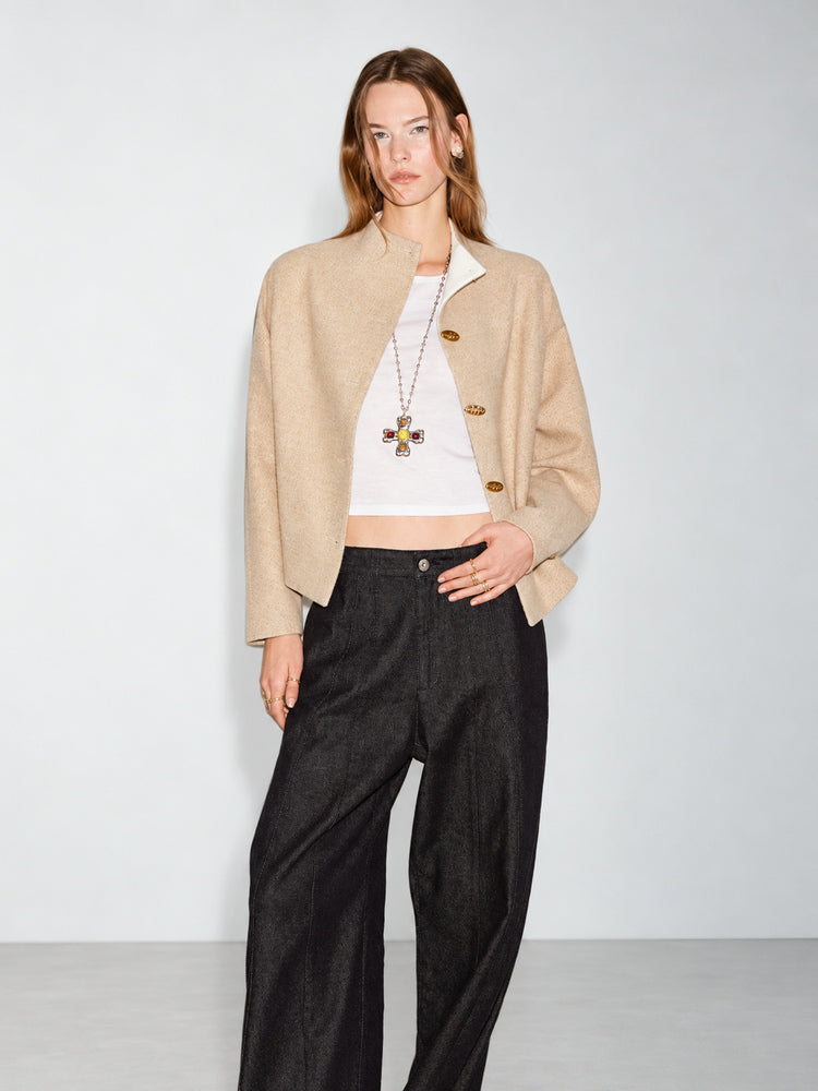 TOKOKKINO As Usual Stand-Collar Wool Jacket