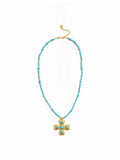 TOKOKKINO Oasis Turquoise-Effect Beaded Floral Necklace