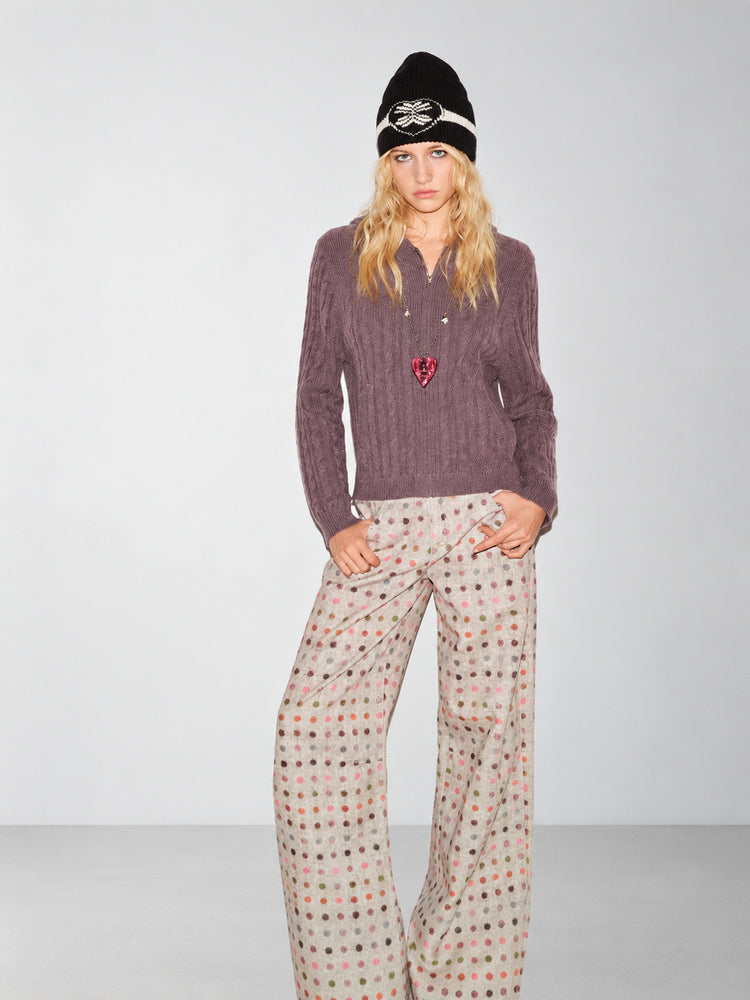TOKOKKINO Eve of Elopement Cable-Knit Hooded Pullover