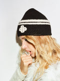 TOKOKKINO Black and White Knit Beanie