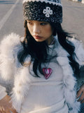 TOKOKKINO Gray and Black Knit Beanie