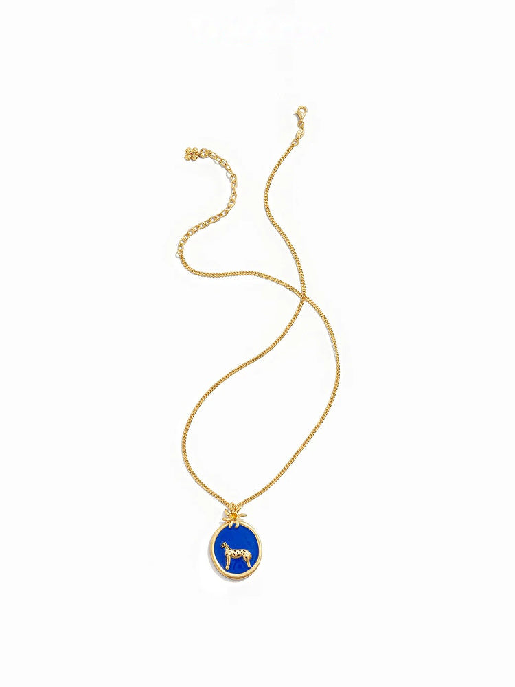 TOKOKKINO Leopard and Moon Enamel Pendant Necklace