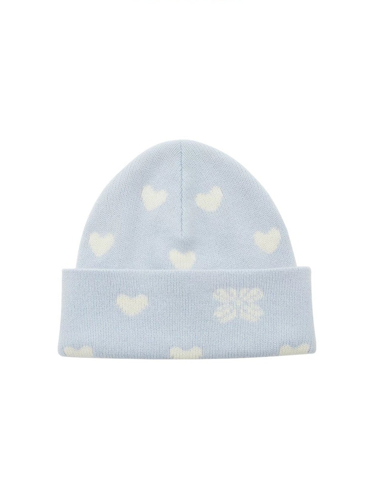 TOKOKKINO Powder Blue Heart Knit Beanie