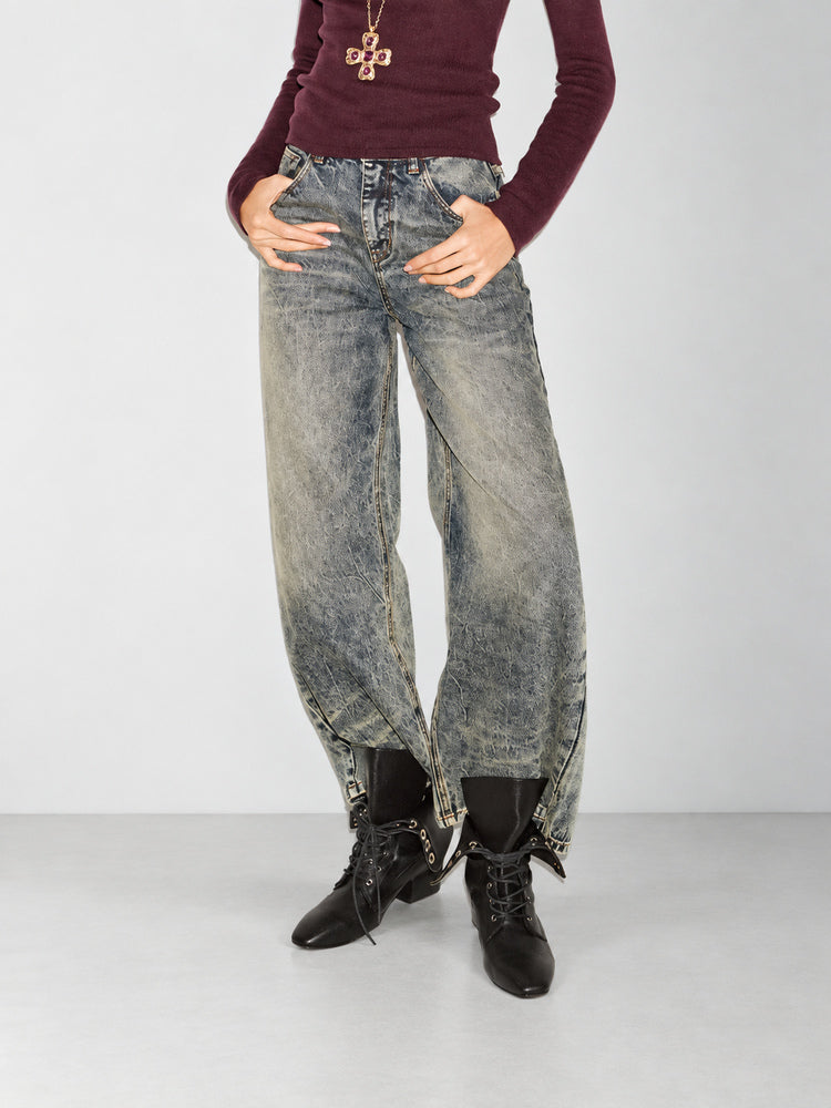 TOKOKKINO Washed Wide-Leg Jeans
