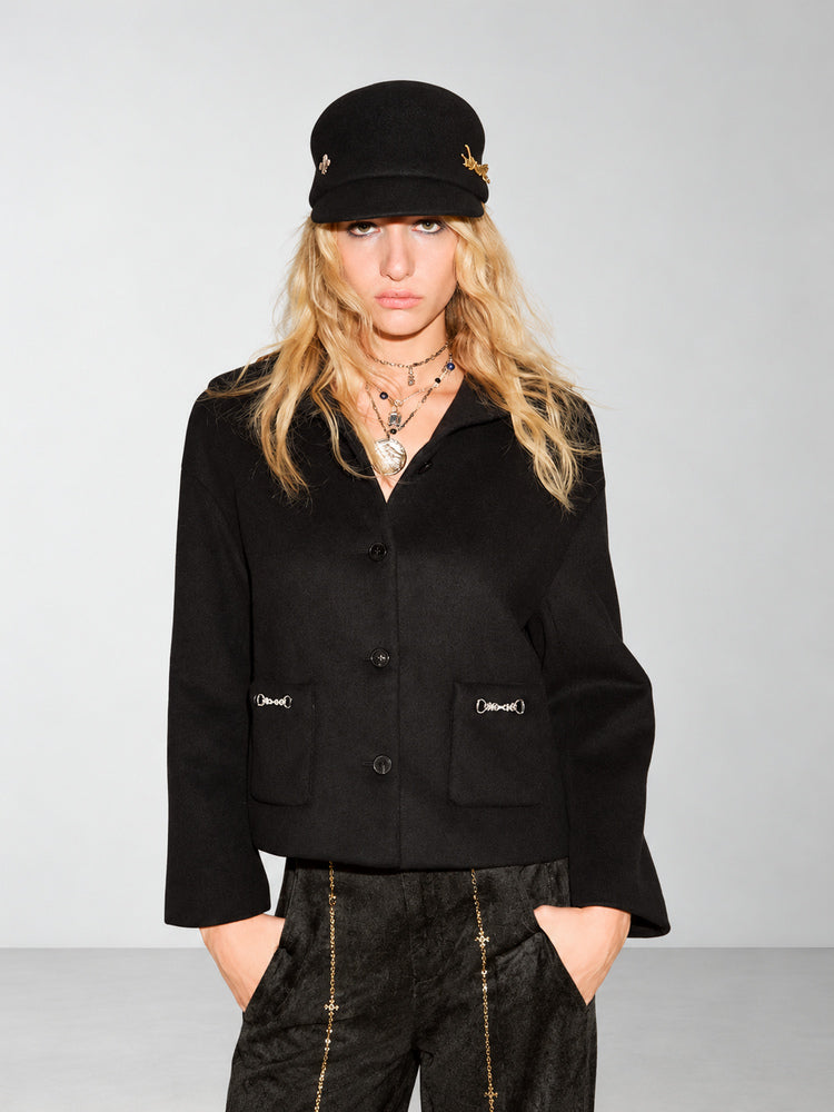 TOKOKKINO Midnight Shelter Collared Cropped Jacket