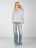 TOKOKKINO Gray Shaggy Zip Cardigan