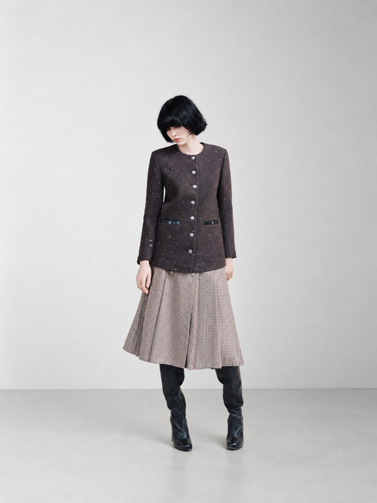 TOKOKKINO Wind over the Boulevard Checked Pleated Skirt