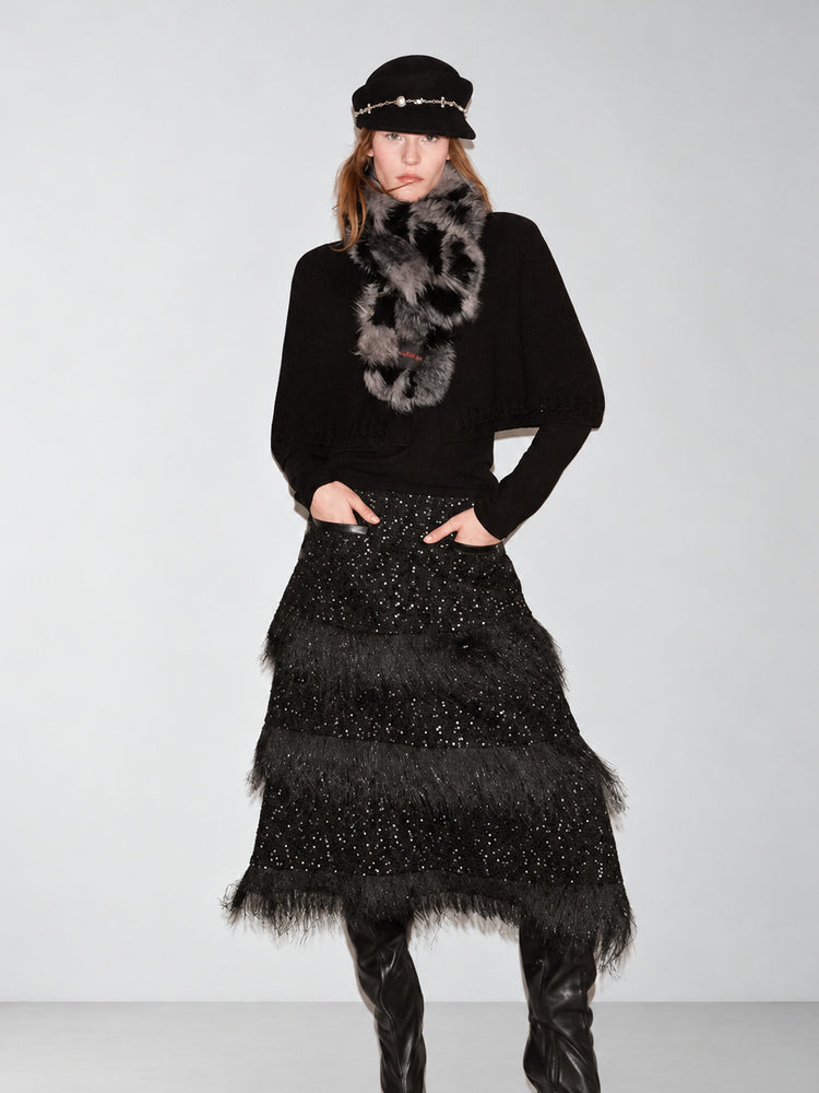 TOKOKKINO Night Garden Fringed Tiered Skirt