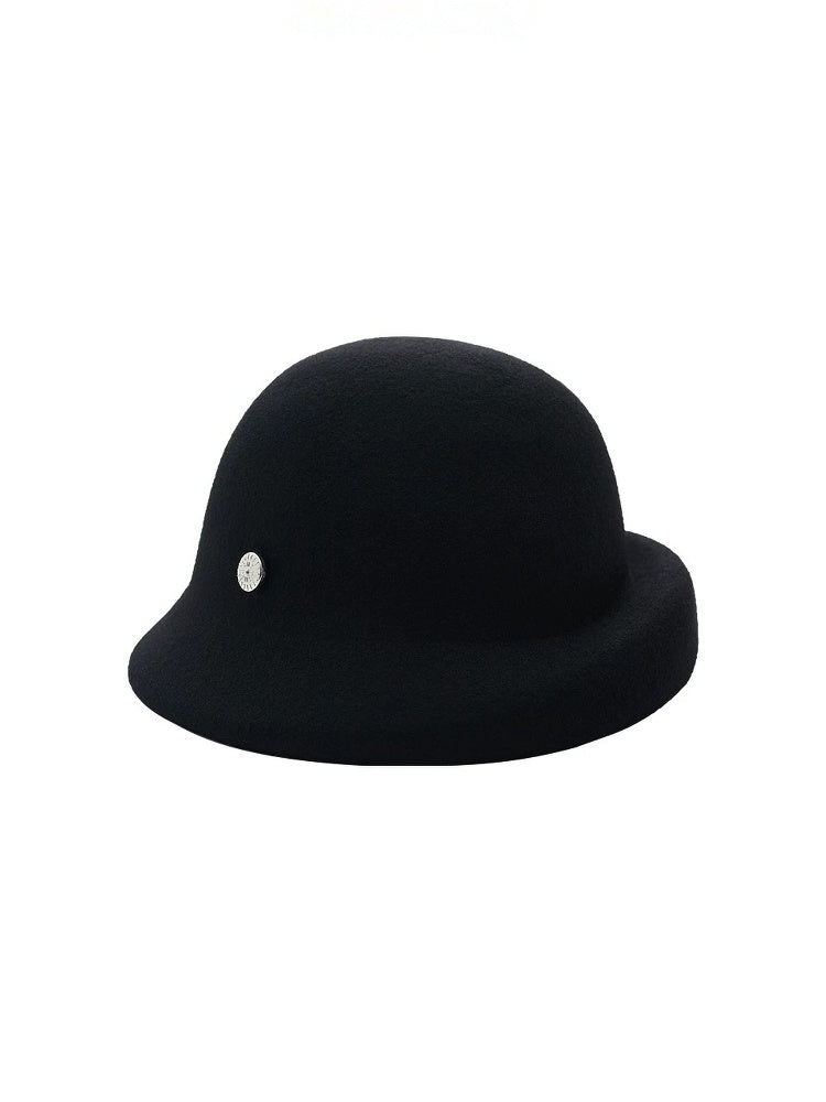TOKOKKINO Black Wool Cloche Hat