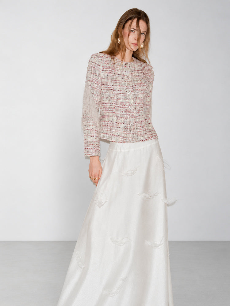 TOKOKKINO Color Club Fringed Tweed Jacket