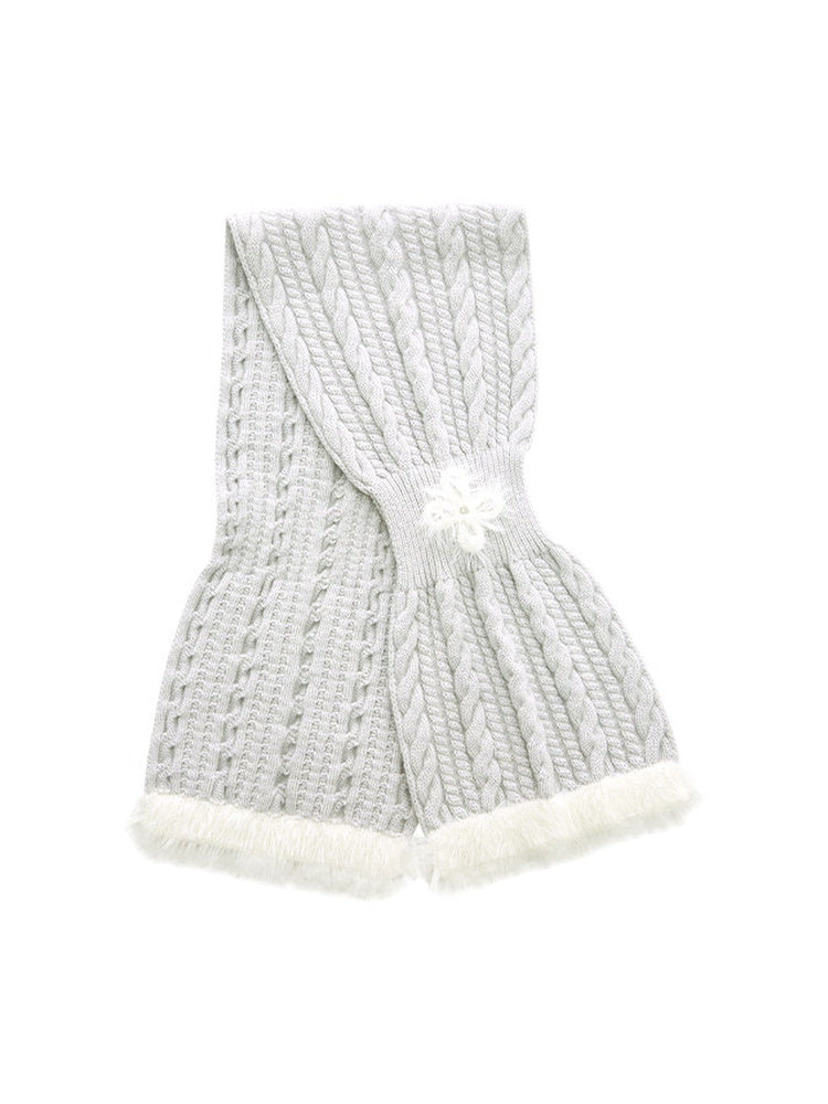 TOKOKKINO Cold Sugar Rib-Knit Faux-Fur Trim Scarf