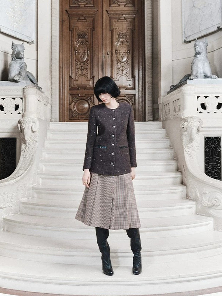 TOKOKKINO Wind over the Boulevard Checked Pleated Skirt