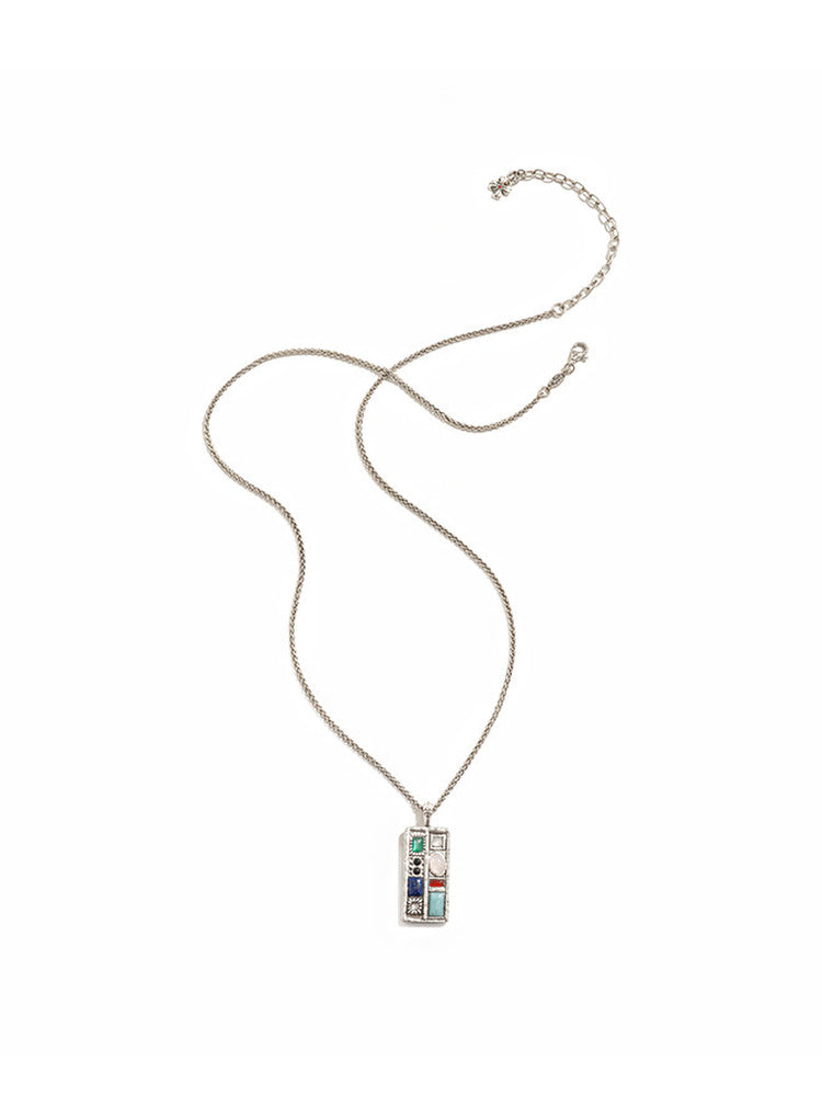 TOKOKKINO Color Block Crystal Pendant Necklace