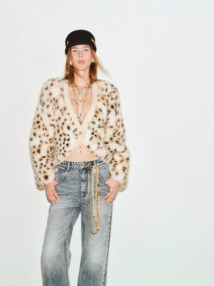 TOKOKKINO Leopard Knit Cardigan
