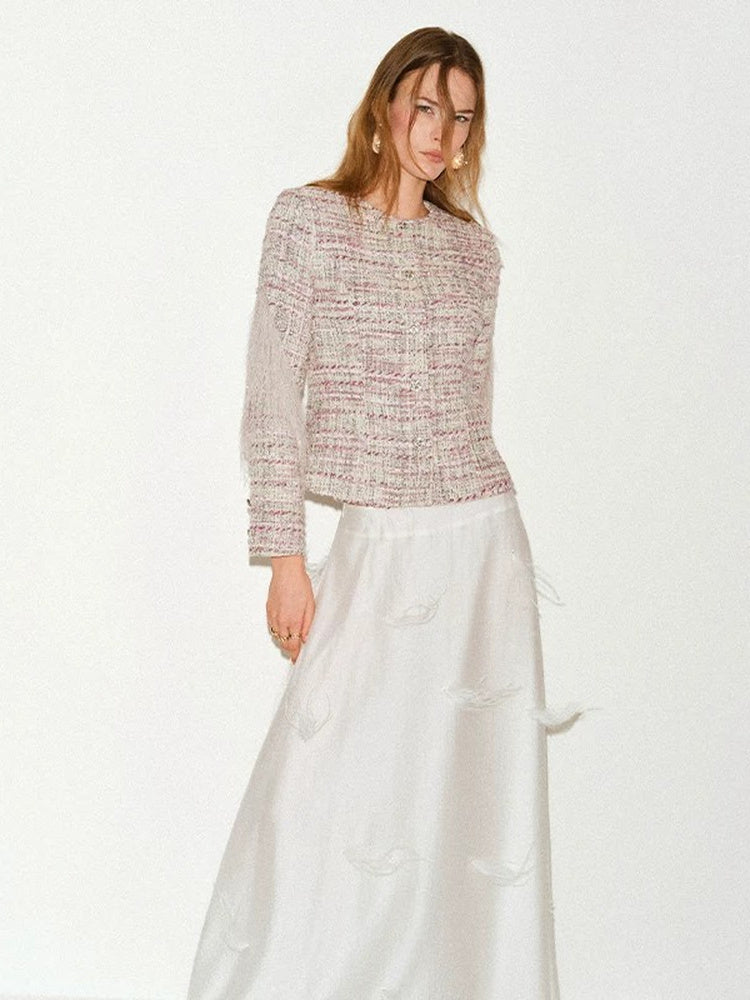 TOKOKKINO Color Club Fringed Tweed Jacket