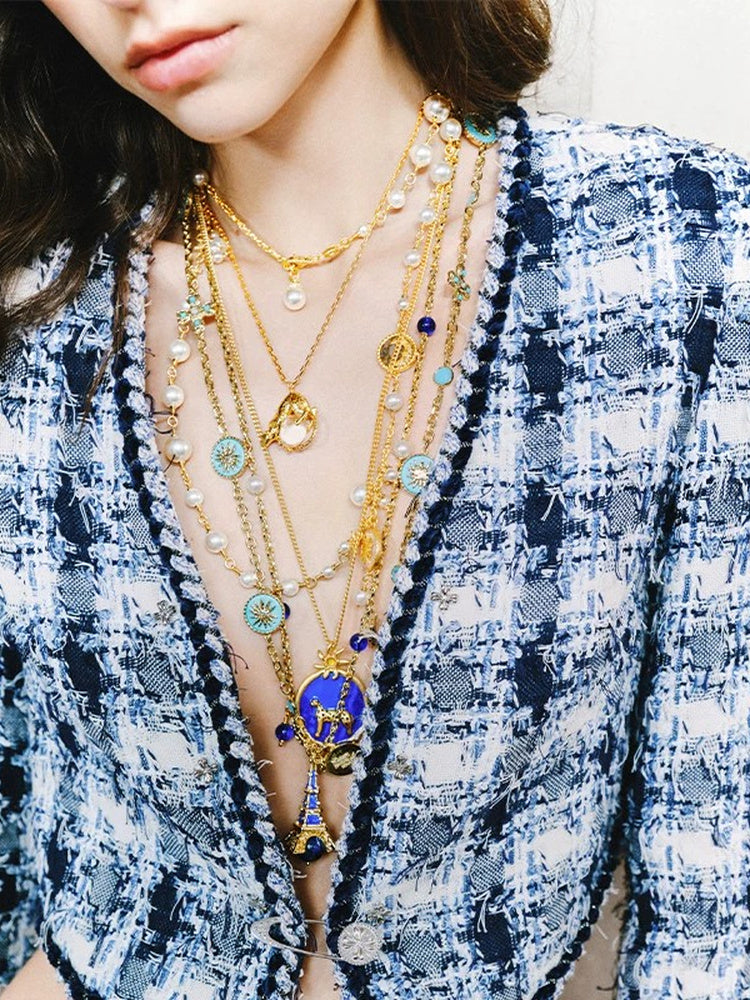 TOKOKKINO Leopard and Moon Enamel Pendant Necklace