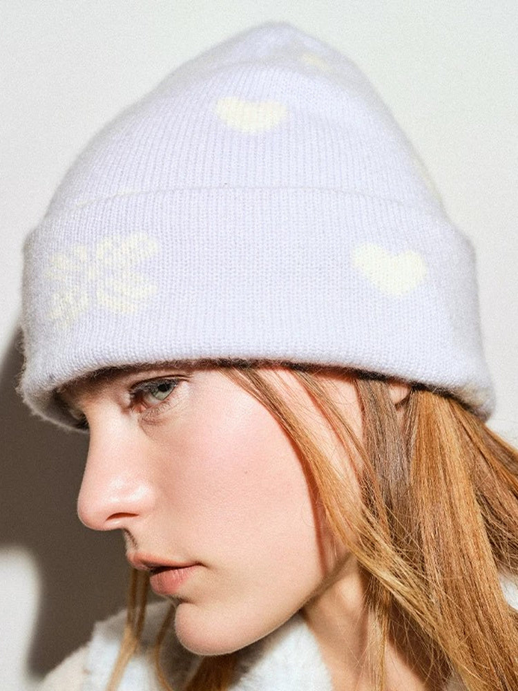 TOKOKKINO Powder Blue Heart Knit Beanie